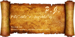 Pádár Jordán névjegykártya