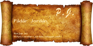 Pádár Jordán névjegykártya